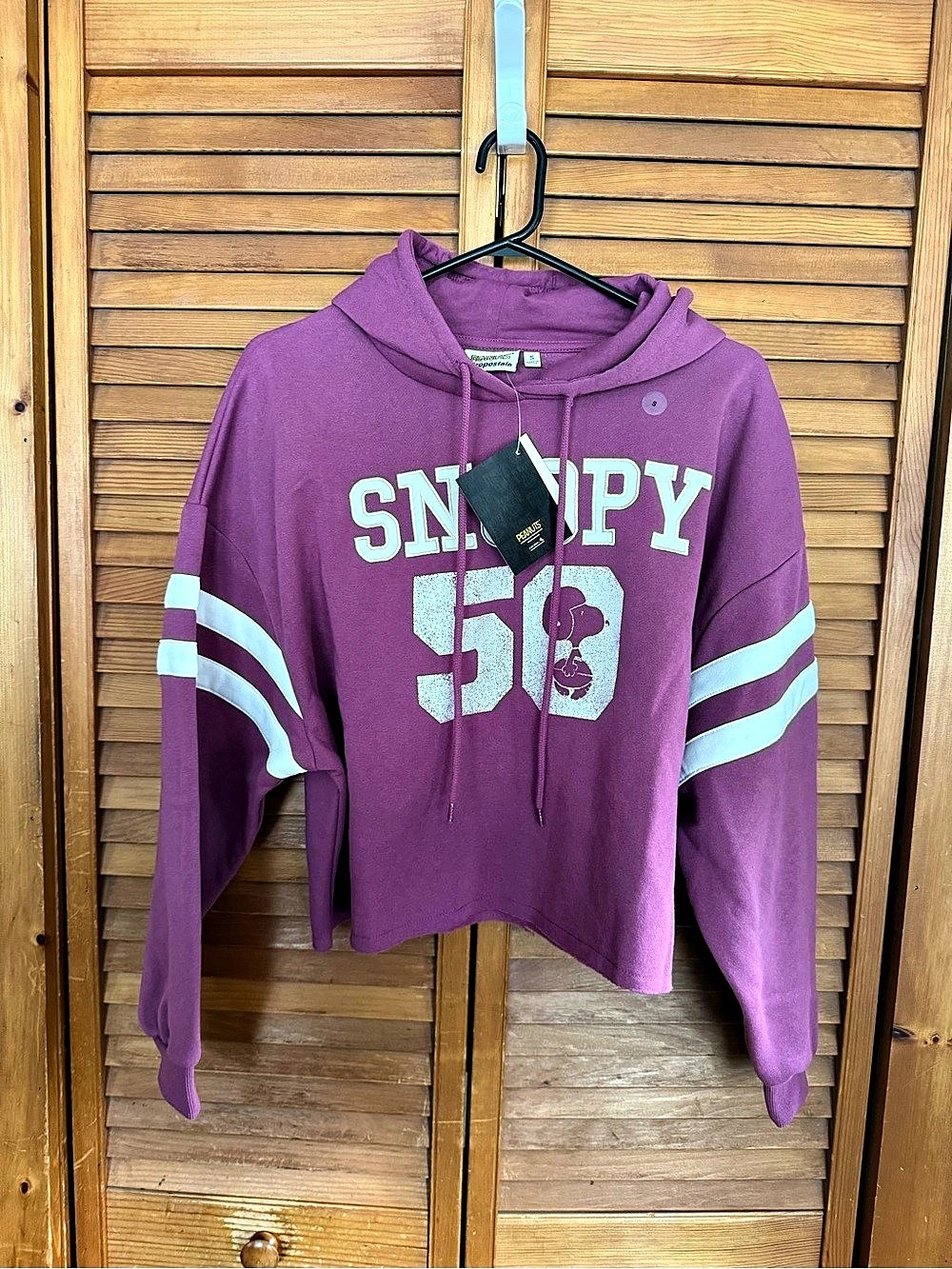 Aéropostale Peanuts Cropped Hoodie Purple & White Small NWT